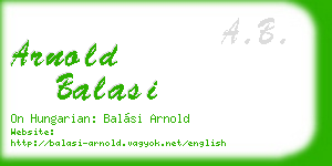 arnold balasi business card